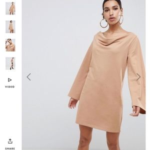 ASOS US 2- camel cowl neck dress with long sleeves